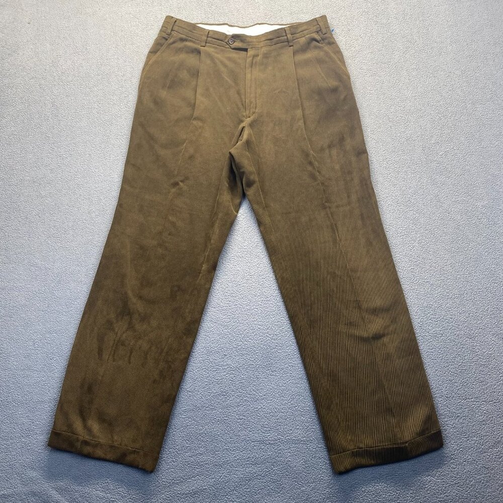 Berle Peter Biair Richmond Virginia Mens Brown Pants Size 36 R Pleated‎